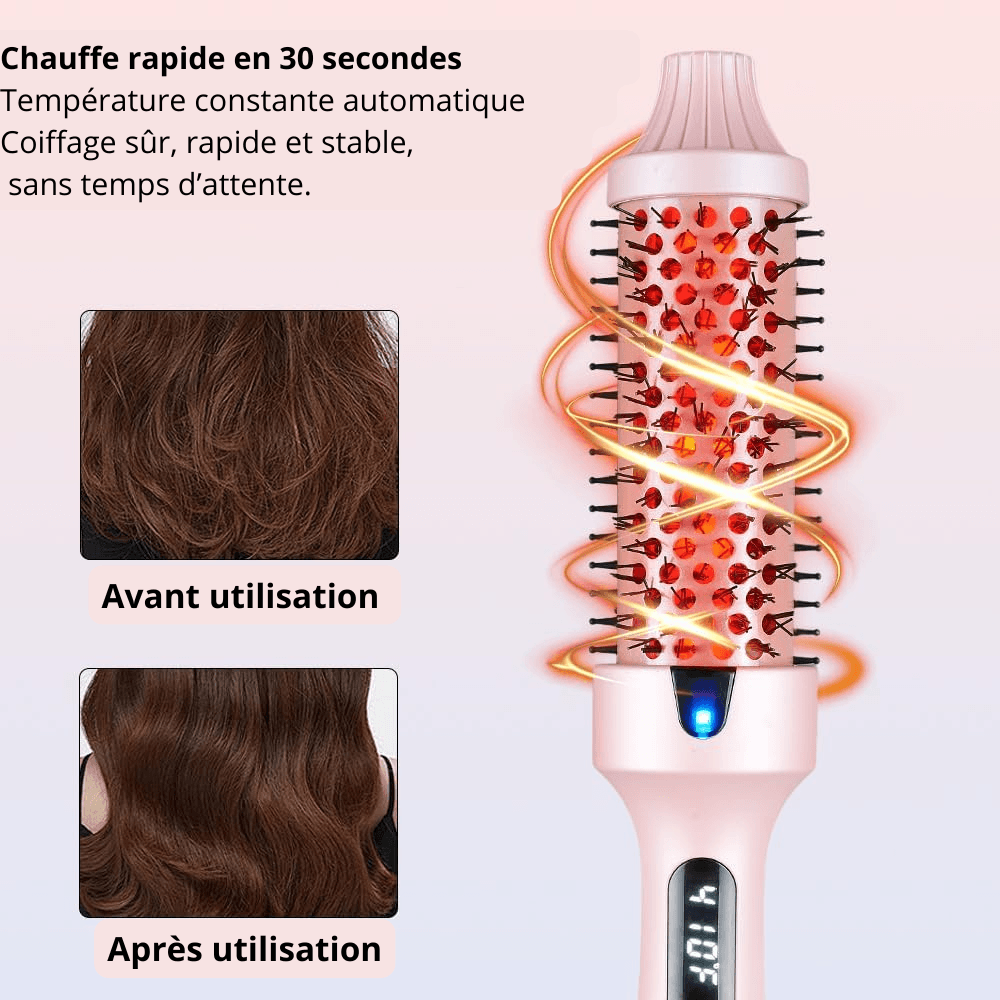 Brosse Chauffante Infrarouge – Lissage & Boucles Sans Dommages